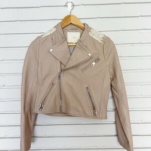 Maje Lamb Leather Biker Jacket